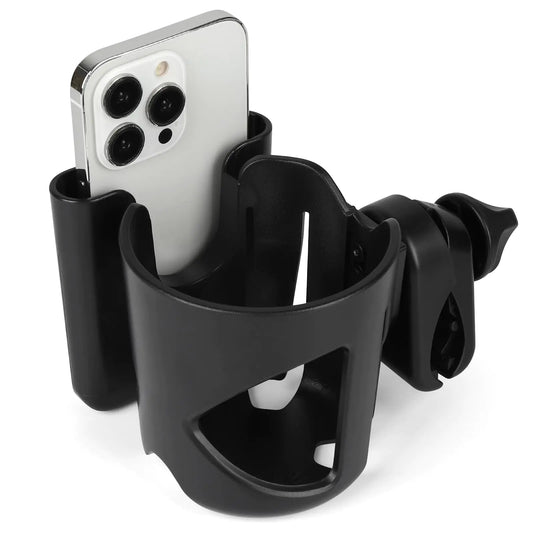 Accmor 2-in-1 Universal Walker Cup Holder Wheelchair Cup Holder with Phone Holder Rollator Cup Holder 360° Rotatable Bottle Holder for Wheelchair Walker Rollator Mobility Scooter Black